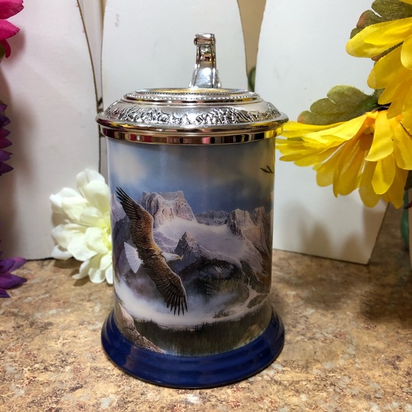 Franklin Mint "Eagle Of The Last Frontier" Beer Stein W/Lid By Ted Blaylock - Picture 2 of 11